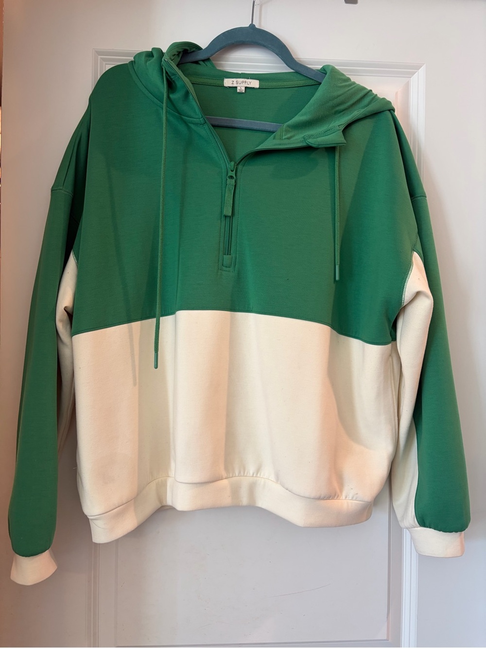 Z Supply Green Colorblock Half-Zip Pullover